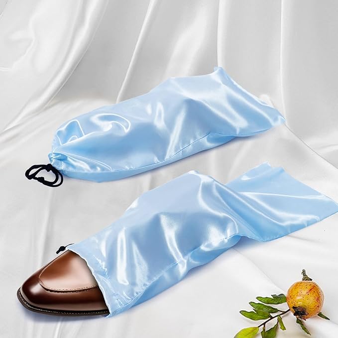 Ersmak 6 Pack Shoe Bags for Travel - Satin Shoe Bag with Drawstring - Baby Blue Shoe Storage Bags for Protecting Storage Shoes - 17.7 x 7.9 In