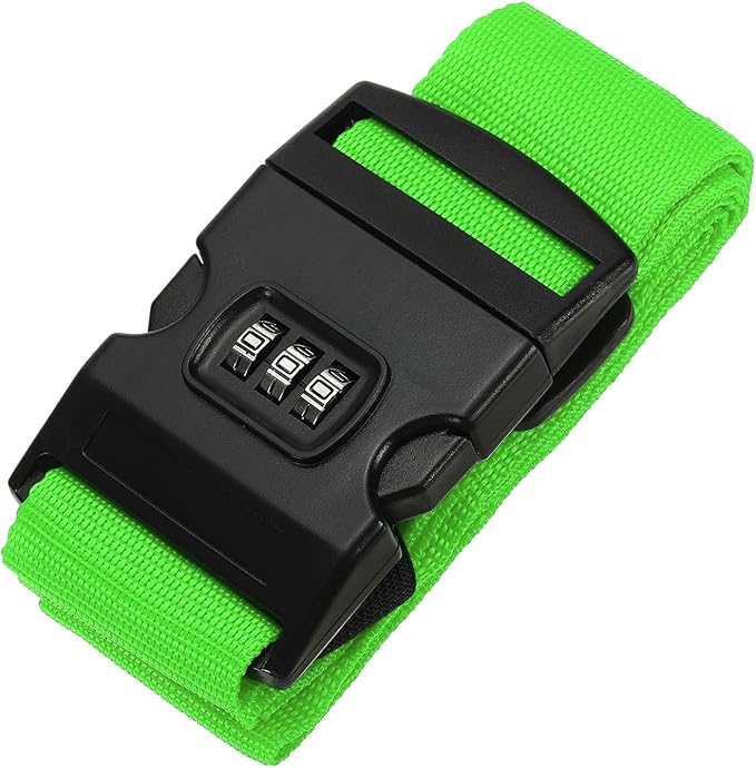 PATIKIL Luggage Straps, Suitcase Straps Adjustable Luggage Belts Strap with Combination Lock for Luggage Suitcases Travel, Green