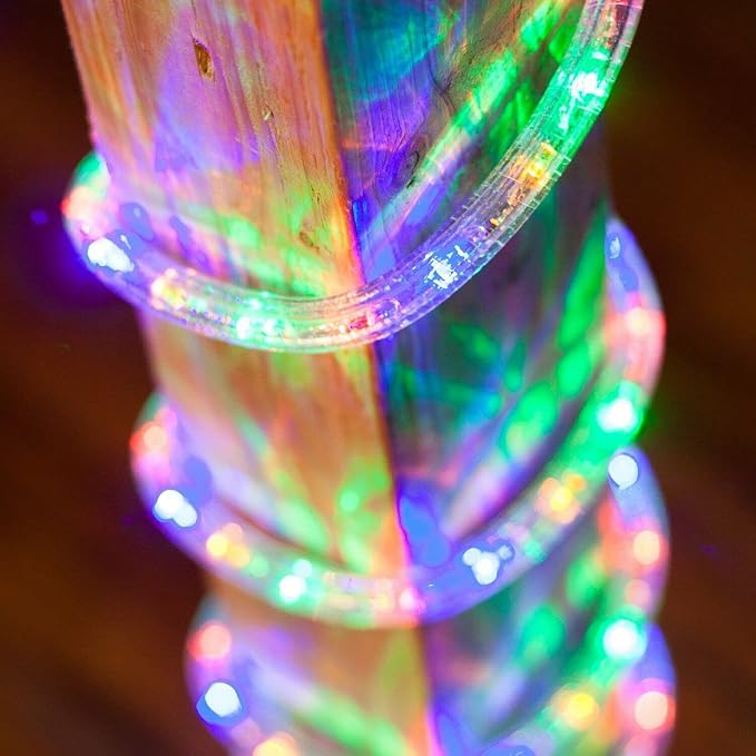 216LEDs, 20ft LED Outside Rope Lights, Waterproof Permanent Outdoor ETL Certified Connectable Clear Tube, Christmas Palm Tree Holiday Decorative Landscape Patio Accent Lighting - Colorful