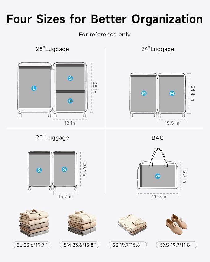 20 Pack Travel Vacuum Bags with Upgraded Rechargeable Pump, 4 Sizes Space Saver Vacuum Storage Bags for Luggage and Suitcase, Compression Bags for Packing, Vacuum Seal Bags for Clothing Travel