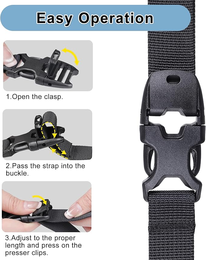 Vigorport Utility Straps Quick Release Nylon Backpack Accessory Bag Strap,Adjustable for Hiking,Travel,Outdoor Sports-4 Pack (Black, 1" W-96 L)