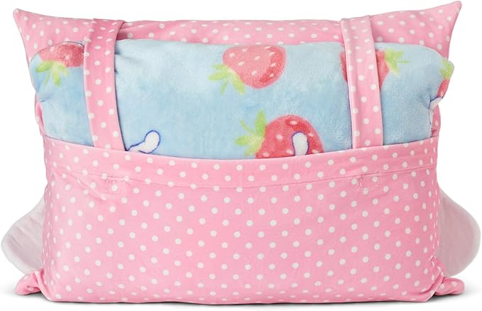 Northwest Cinnamoroll Strawberry Delight Silk Touch Throw Blanket 50 x 60 Inches with Plush Pocket Pillow 14 x 20 Inches - Comfy & Cozy Blanket & Pillow Set for Boys and Girls