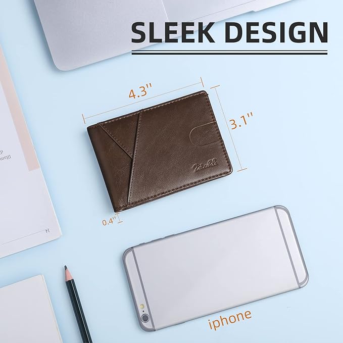 Zitahli Bifold Wallets for Men - Slim RFID Leather Credit Card Holder for 6-11 Cards, Minimalist Thin Wallet with ID Window & Cash Slot,Front Pockt Carteras Para Hombres, Birthday Gifts for Men | Slim, RFID Blocking, Premium, Front Pocket, Gift Box, Le...