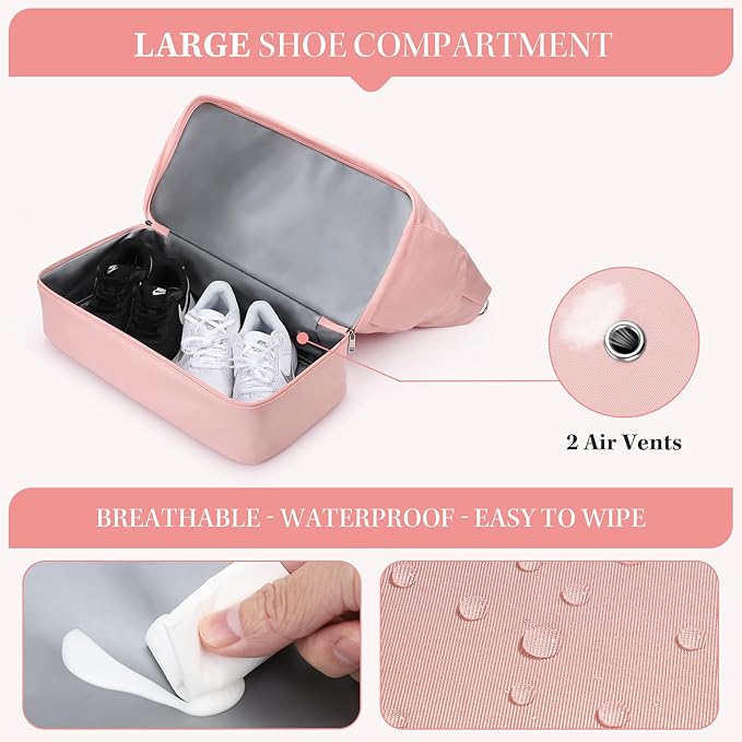 Maelstrom Gym Bag for Women,40L Travel Duffel Bag with Shoes Compartment and Wet Pocket,Waterproof Carry On Weekender Bag,Sport Gym Tote Bags Swimming Yoga, Hospital Holdalls（Pink)