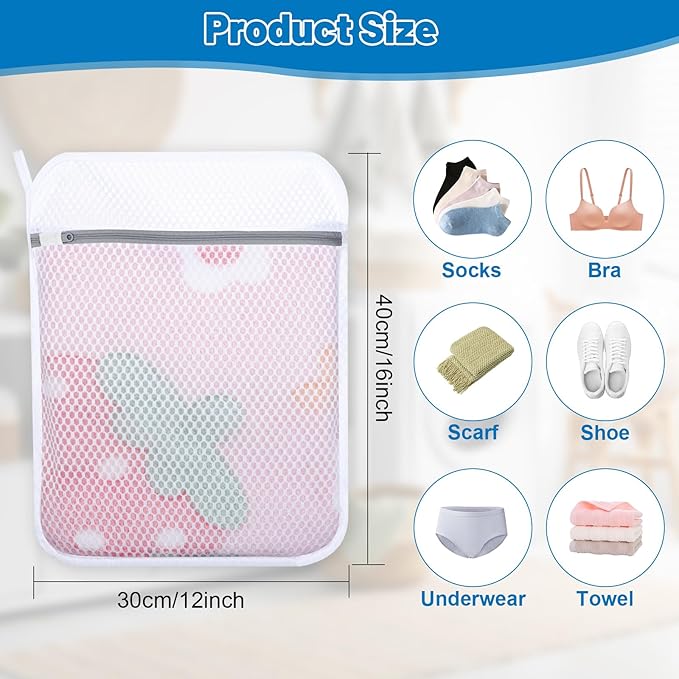 3-Pack Durable Honeycomb Mesh Laundry Bags for Delicates - 12x16 Inches Lingerie Bags for Washing Delicates with Sturdy Zippers, Protect Clothes in Washing Machine for Home, College & Dorm (Medium)
