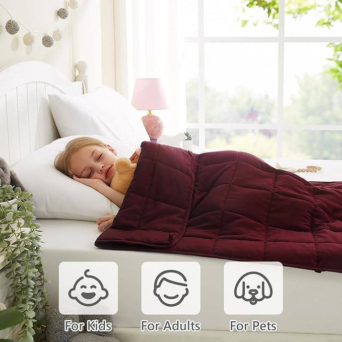 L'AGRATY Weighted Blanket - 36"x48" 3lbs Cooling Breathable Heavy Blankets Microfiber Material with Glass Beads for Adult All-Season Summer Fall Winter Soft Thick Comfort