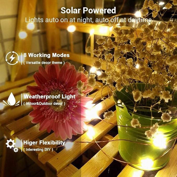 Brizled Solar String Lights 2 Pack, 132FT 400 LED Outdoor Solar Fairy Light | 8 Modes; Warm White; Waterproof Twinkle Lights Mini LED Solar Starry Lights for Outside Christmas Tree Garden Party Decor