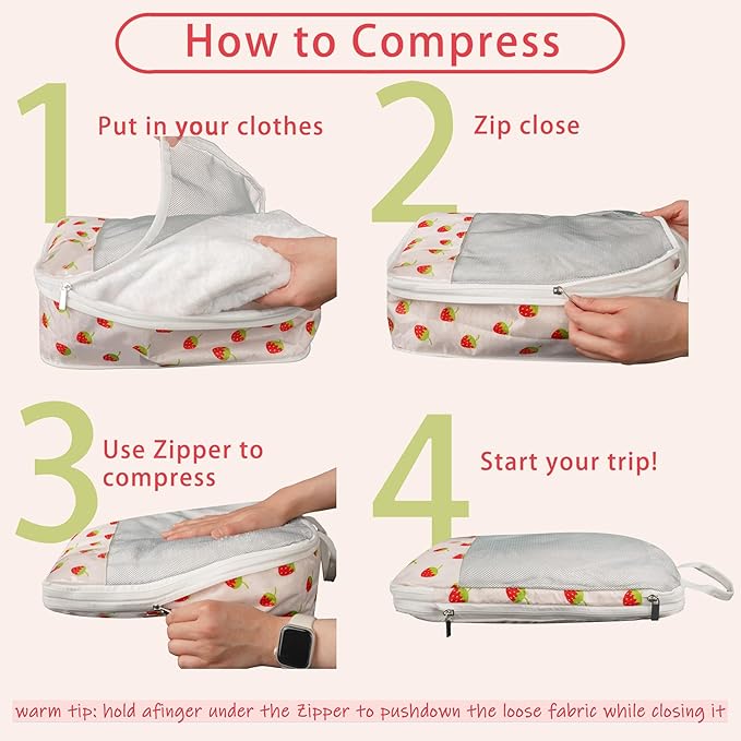7 Pcs Compression Packing Cubes for Travel Luggage, Lightweight Suitcase Organizer Bags Set, Compression Packaging Cube for Travel Essentials, Packing Cubes for Carry on Suitcase