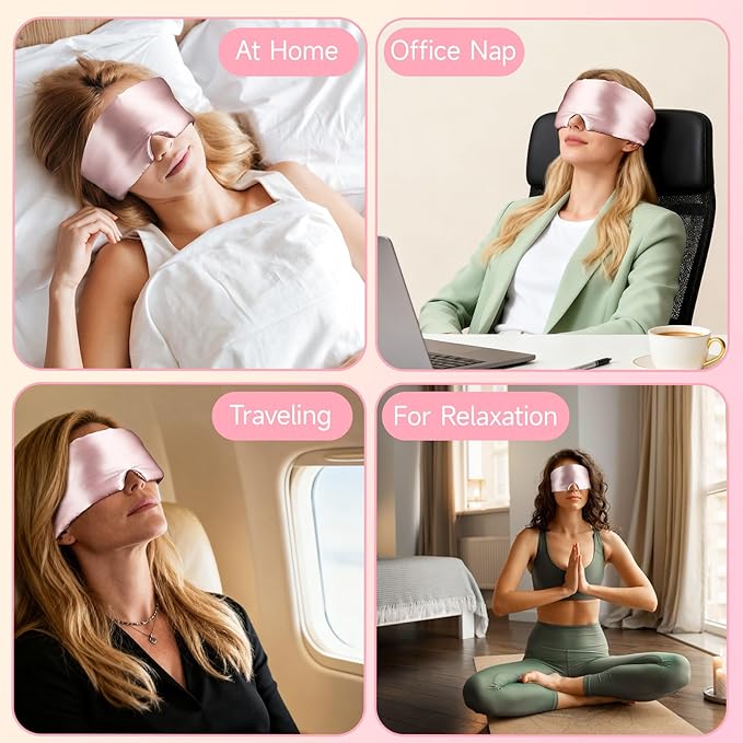 Silk Sleep Mask – 100% Mulberry Silk Eye Mask for Sleeping, Soft Slip Feel, Adjustable Headband, Blackout for Side Sleepers, Men & Women