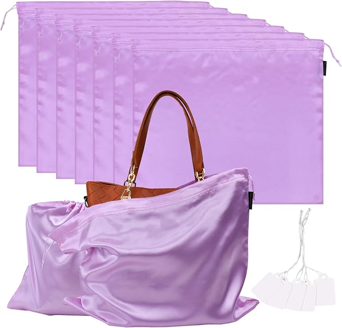 7 Pack Dust Bags for Handbags Storage Silk Cloth Bag With Drawstring Large Storage Pouch for Handbag Purse Shoes Boots