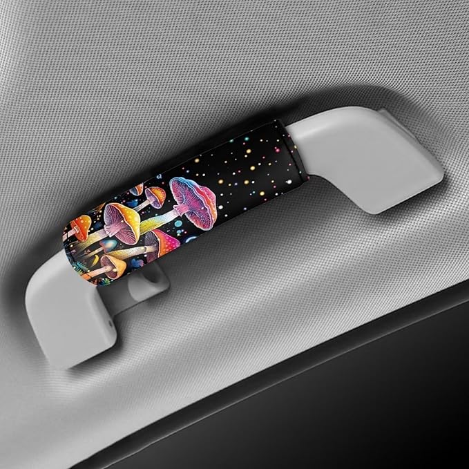 BIGCARJOB Fantastic Mushroom Luggage Handle Wraps Set for Suitcase,2 Pcs Mushroom Print Suitcase Tags Identifiers Travel Bags Identifiers Marker Suitcase Handle Sleeve Cover
