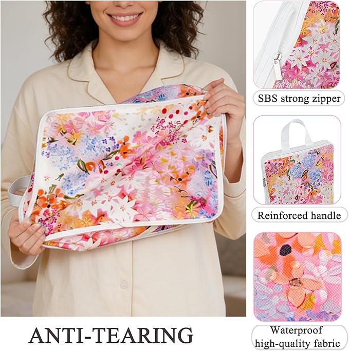 6 Pcs Compression Packing Cubes Waterproof Suitcase Travel Bag Luggage Backpack Organizer Travel Cubes for Packing-Small Floral Print