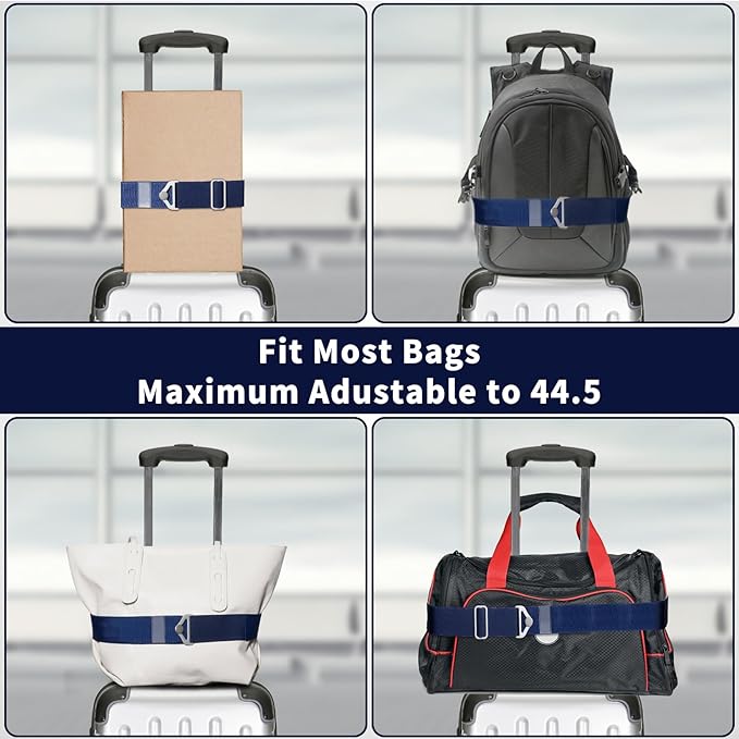 TOOVREN 2-in-1 Travel Belt for Luggage Straps Add a Bag Bungees Suitcase Luggage Strap Over Handle Suitcases Belt for Carry On Bag Adjustable Backpack Attachment Airport Travel Accessories Blue