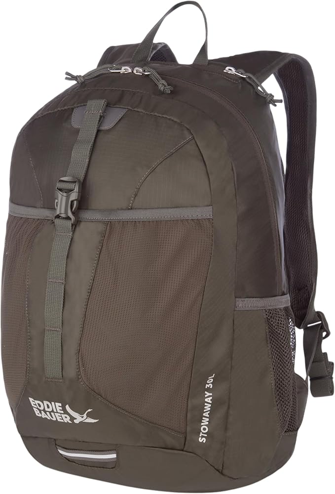 Eddie Bauer Stowaway Packable Backpack | Travel | Outdoor | Lightweight | Foldable | Durable | Ripstop Polyester | 30L - Dark Forest