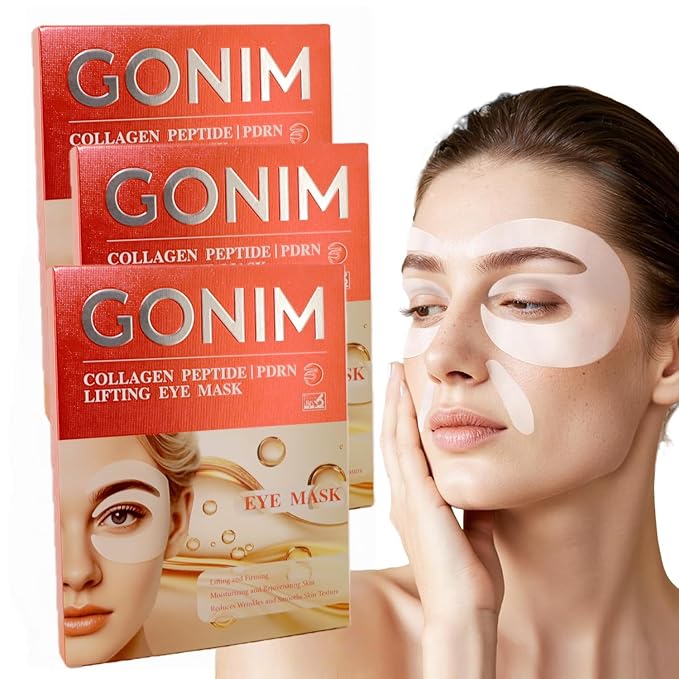 GONIM Under Eye Patches 360° Fit, Eye Mask with Collagen Peptide,Salmon DNA PDRN, Caffeine,Retinol & Niacinamide, PDRN Eye Patches for Puffy Eyes and Dark Circles, Gifts for Women, Hydrating 4 pairsx3