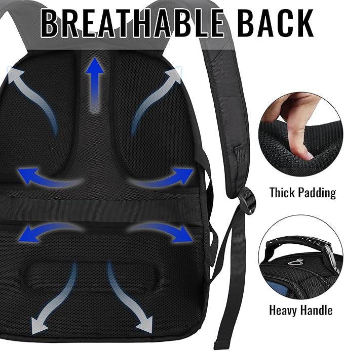 YOREPEK Large Backpack for Men, Extra Large Laptop Backpacks for Men Women, Water Resistant Travel Backpack Airline Approved Business Work Bag Fits 17 Inch Computer, Black