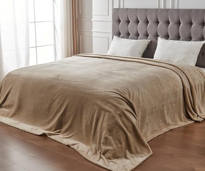 Big Oversized Soft Blanket, Giant Fleece Companion 120x120, California King Warm Blanket for Whole Family, Bed, Sofa, Couch, Travel, Camping 120x120 Brown