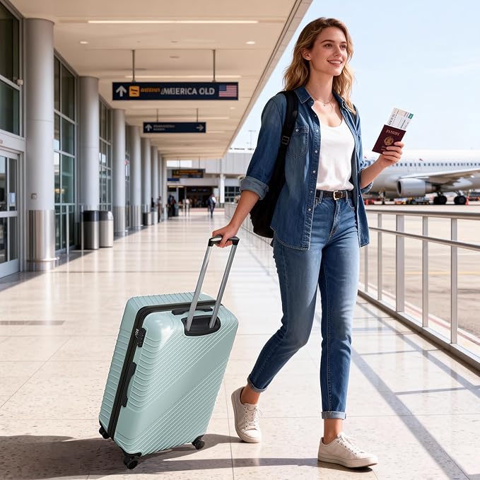 24 Inch Checked Luggage, ABS Hardside Suitcase with Spinner Wheels, Lightweight Medium Luggage with TSA Lock for Women and Men, Expandable Travel Suitcase for Business, Road Trips & Family Vacations