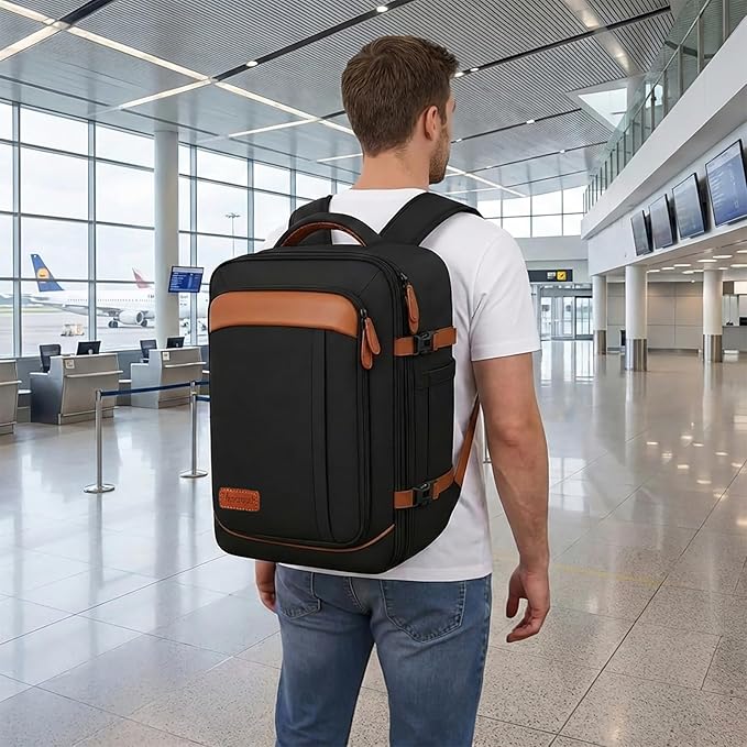 Vancropak 40L Travel Backpack Flight Approved Carry On for Men Women, Expandable Weekender Bag with 3 Packing Cubes, Water Resistant Anti-Theft Daypack fits 17.3" Laptop, Large Lightweight Luggage