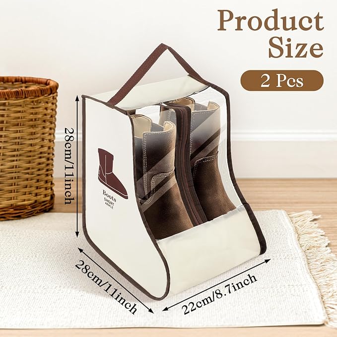 2 Set Boot Storage Bag, Portable Boots Protector Bag Dust Proof Travel Shoe Bags with Handle Boots Organizer for Packing Travel and Daily Use (Short)
