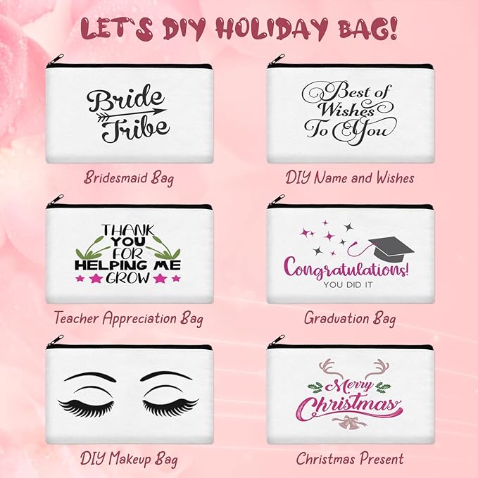 Legigo Blank Canvas Bag Zipper Pouch Makeup Bags Bulk - Multi-Purpose Canvas Pencil Pouch with Sturdy Zipper, Cosmetic Bag Travel Toiletry Bag for DIY Craft Projects, Storage (8.3 x 5 inches)