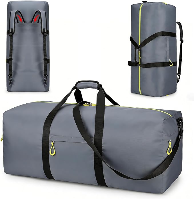 100L Extra Large Duffle Bag for Travel, 3 In 1 Travel Duffel Bags for Men and Women, Foldable Duffle Backpack for Traveling, Grey