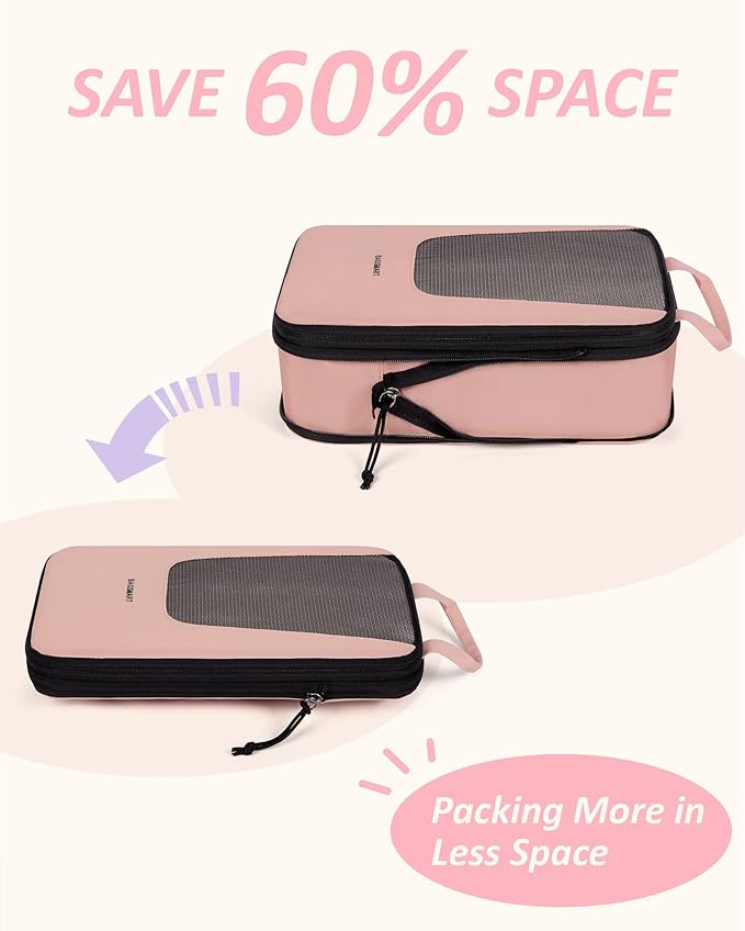 BAGSMART Compression Packing Cubes for Travel, 6/5/4set Lightweight Packing Organizers, Summer Travel Essentials Suitcase Organizer Bags Set