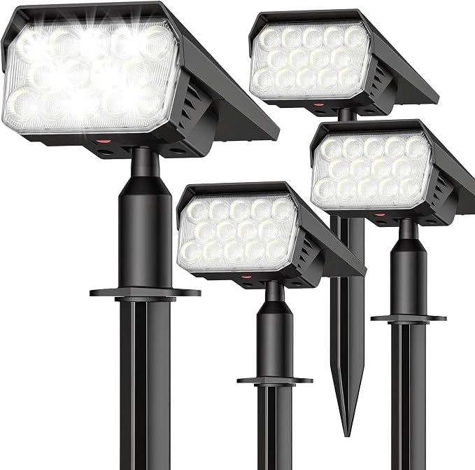 Solar Lights Outdoor Waterproof IP65, 56 LED 3 Lighting Modes Solar Spot Lights Outdoor, Solar Powered Landscape Lighting for Yard Pathway Garden, 4 Pack (Cool White)