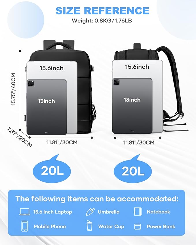 coowoz Travel Backpack Carry On for Women Man Gym Backpack with Laptop Compartment Mochila de Viaje Teacher Personal Item Backpacks Rucksack Airplane Accessories Must Haves,Black Small