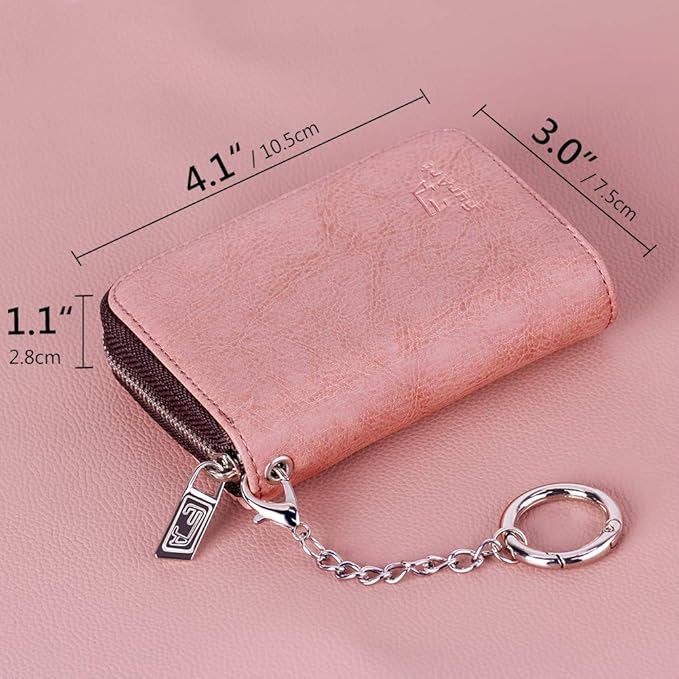 FurArt Zipper Wallet Women, RFID Blocking Credit Card Wallet, Business Card Holder, Compact Size KeyChain Wallet