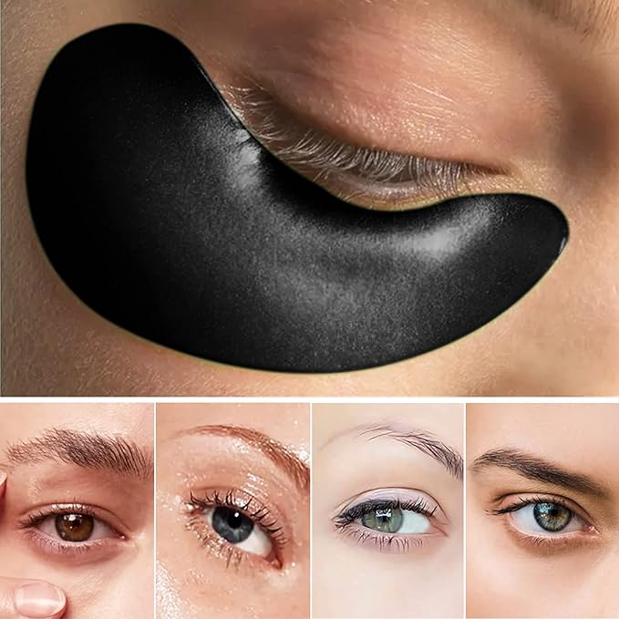 Adofect 30 Pairs Black Collagen Under Eye Mask Anti-Aging Hyaluronic Acid Eye Patches for Moisturizing & Reducing Dark Circles, Luxury Gift for Women and Men, Black