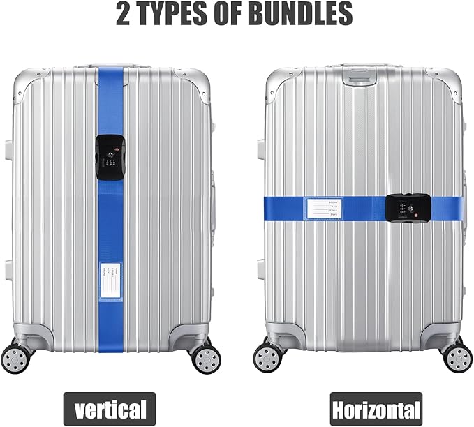 Veki Luggage Straps, TAS Approved Luggage Travel Packing Straps, Buckle Luggage Tags, Add Bag, Nylon Safety, Travel Bags, Briefcases, Accessories Buckle Strap and Packing Strap（Blue）
