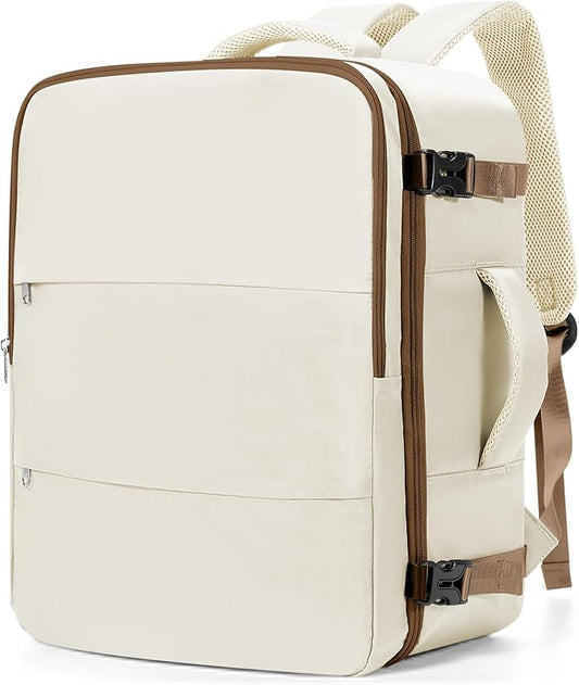 Travel Backpack For Women Men Carry on Backpack Luggage Flight Approved Personal item Travel Bag Essentials Mochila de viaje Laptop College Backpack Large Beige Brown