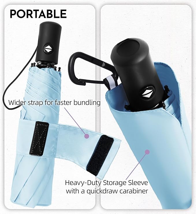 Compact Travel Windproof Umbrella, 43" Auto open/close Folding Quick Dry Umbrellas for Rain, Lightweight Portable Small for Backpack Car, Thoughtful Gift for Women Men Kids, TSA Approved
