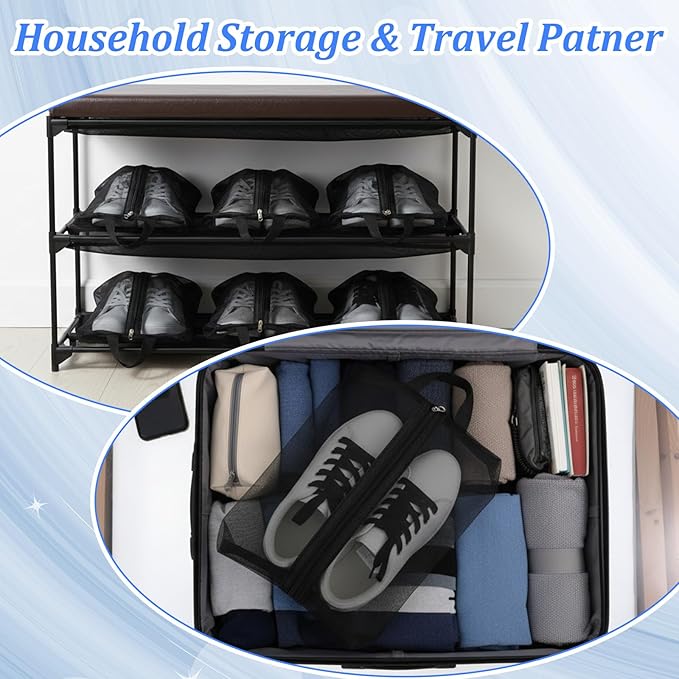 2 Pack Shoe Travel Bag Travel Shoe Bags for Storage Reusable Shoe Bags for Travel with Zipper Travel Essentials Women for and Men Shoe Bag for Gym Sport