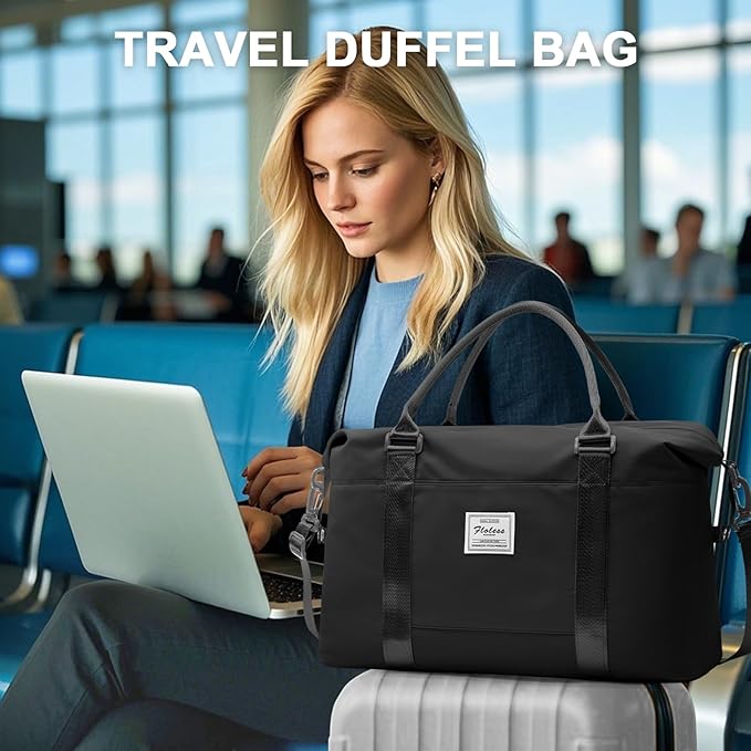 Travel Duffel Bag, Sports Tote Gym Bag, Shoulder Weekender Overnight Bag for Women