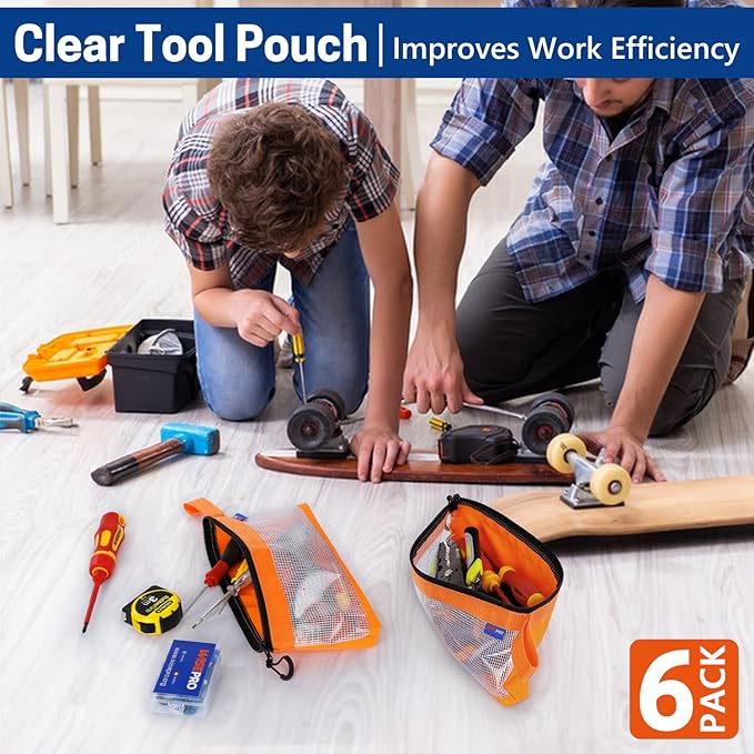Zipper Tool Pouches, Multi-Purpose Utility Tool Bags Organizer for Small Hand Tools, Screws, Nails, Hardware, Pliers & Wrenches, Storage Pouch Set for Electricians, Plumbers, HVAC & Mechanics