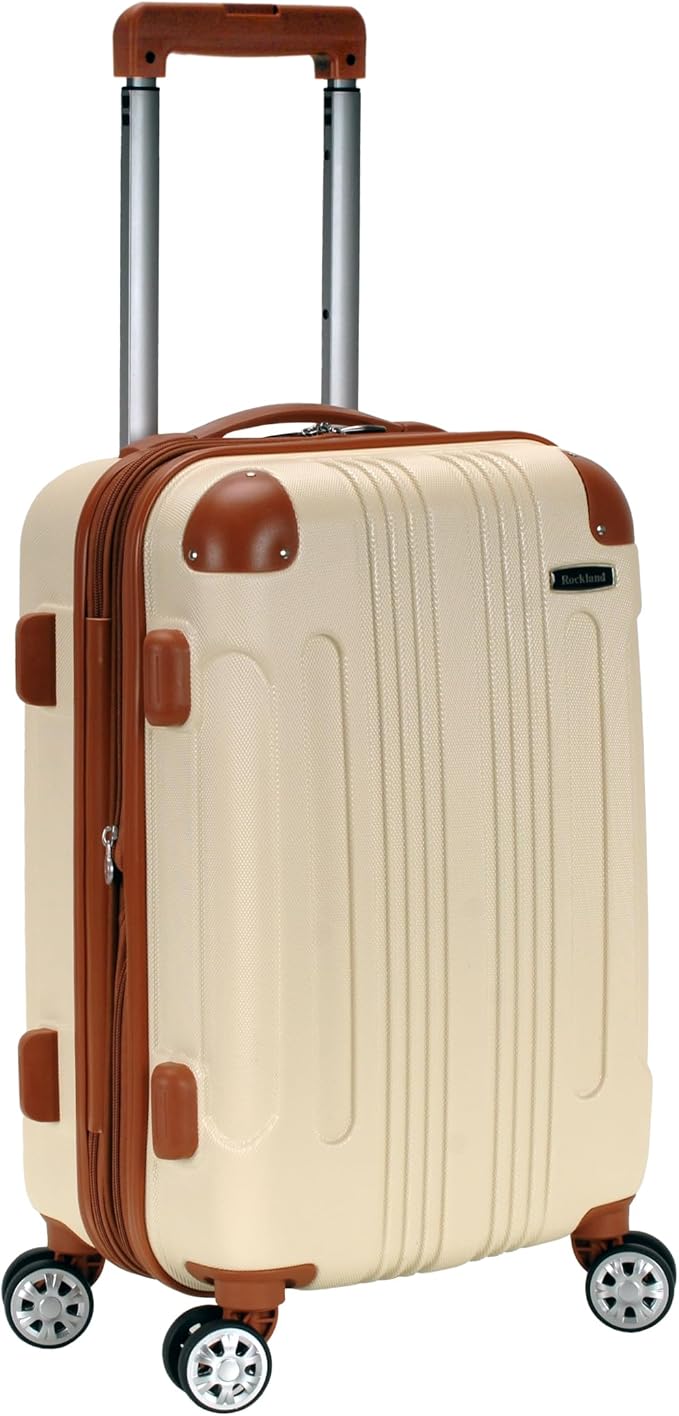 Rockland London Hardside Spinner Wheel Luggage, White, Carry-On 20-Inch