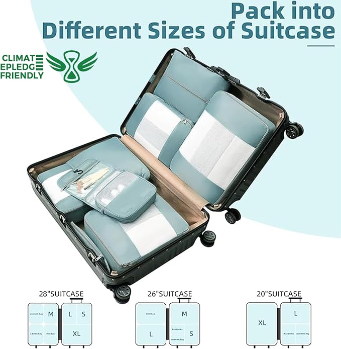 BAGAIL 6 Set/8 Set/10 Set Packing Cubes Various Sizes Packing Organizer for Travel Accessories Luggage Carry On Suitcase