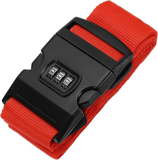 PATIKIL Luggage Straps, Suitcase Straps Adjustable Luggage Belts Strap with Combination Lock for Luggage Suitcases Travel, Red