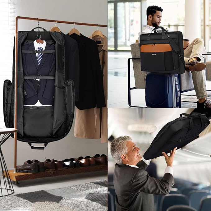 Garment Bag Travel Suit Bag Large 40-Inch Carry on Bag Up to 3 Suits,2 in 1 Hanging Luggage Bags, Fits 15.6Inch Laptop