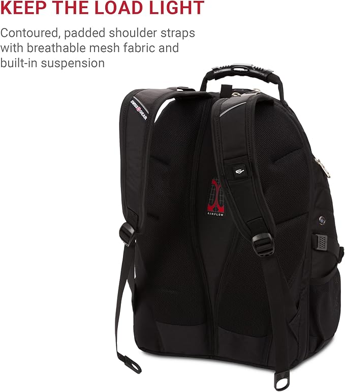 SWISSGEAR 1900 ScanSmart TSA Laptop Backpack Fits 17 Inch Laptop with RFID Protection and Tablet Pocket, Black, 19-Inch