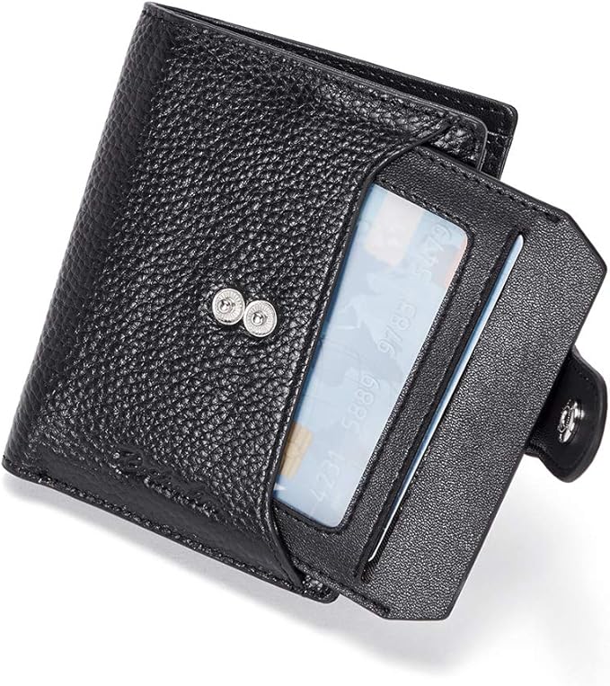 BOSTANTEN Women Leather Wallet RFID Blocking Small Bifold Zipper Pocket Wallet Card Case Purse with ID Window