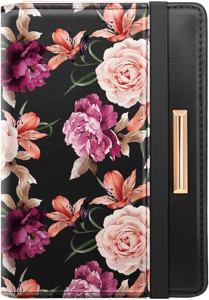 Passport Holder Cover RFID Blocking Cute Slim Travel Passport Wallet for Women,Black