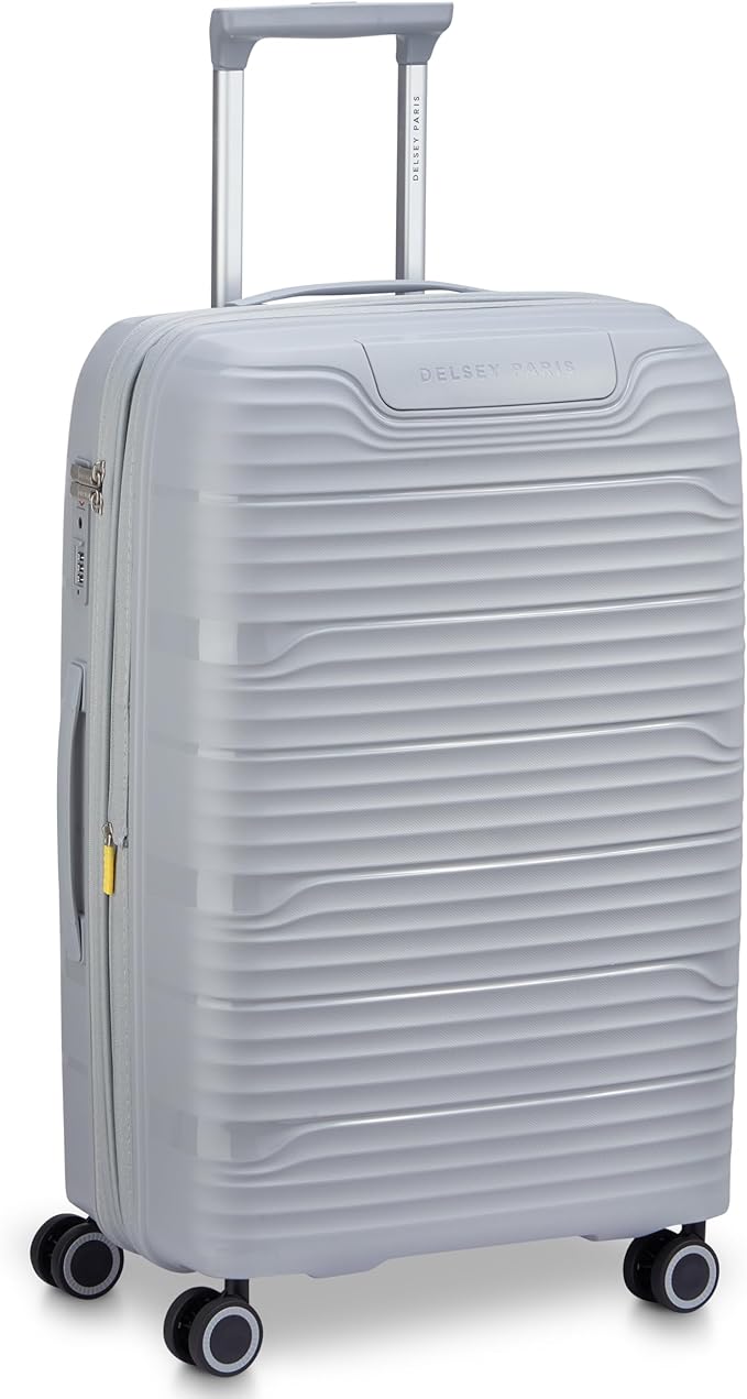 DELSEY Paris Dune Hardside Expandable Luggage with Spinner Wheels, Lunar Rock, Checked-Medium 25 Inch