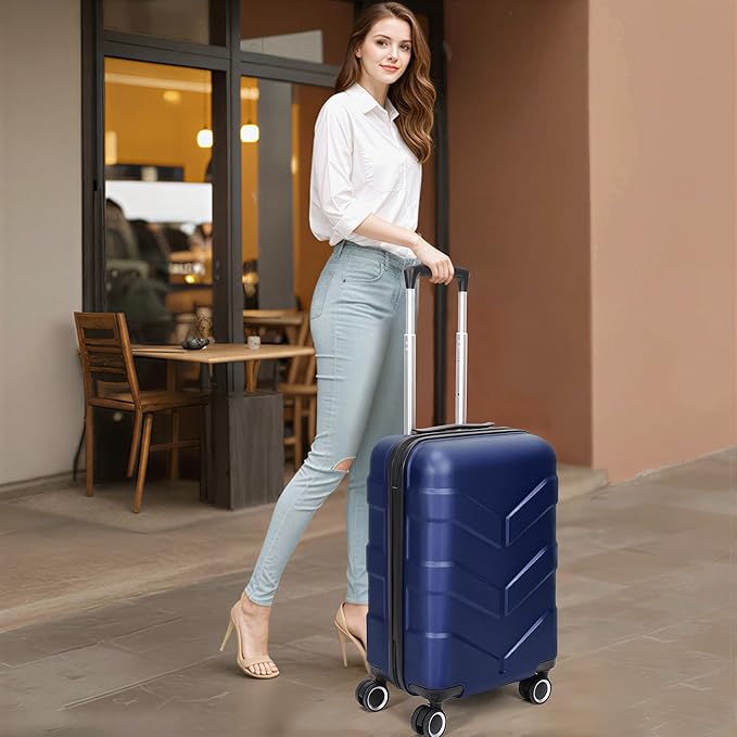 Luggage Sets 3 Piece with Spinner Wheel, Hardside Suitcase Set with TSA Lock, Expandable Lightweight Travel Luggage for Men and Women, Blue
