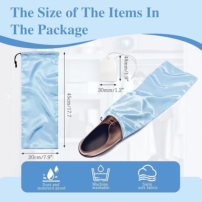 Ersmak 6 Pack Shoe Bags for Travel - Satin Shoe Bag with Drawstring - Baby Blue Shoe Storage Bags for Protecting Storage Shoes - 17.7 x 7.9 In