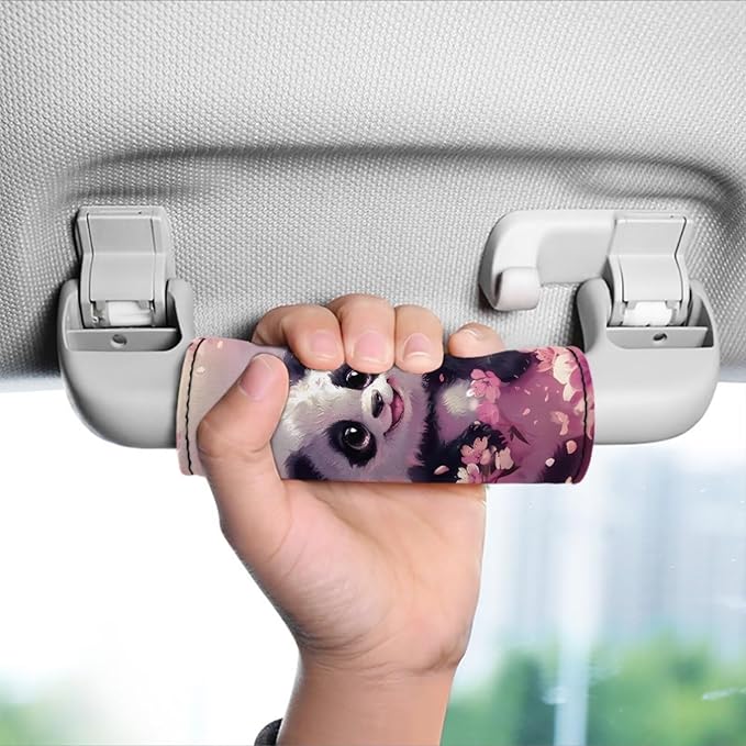 BIGCARJOB Pink Panda Luggage Handle Cover Set for Suitcase 2 Pieces Kawai Panda Luggage Handle Wrap Trolley Case Grip Suitcase Identifier Protective Cover Universal Fit