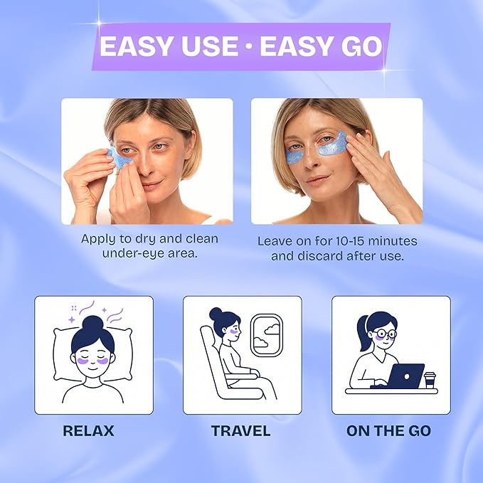MAREE Under Eye Patches for Puffy Eyes and Dark Circles – Under Eye Mask with Collagen & Hyaluronic Acid – Undereye Mask Patches for Women – Parches para Ojeras Puffiness & Under Eye Bags | 12 Pair