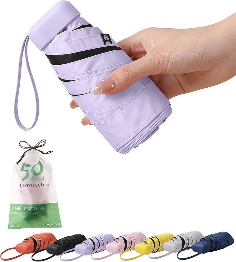 BAODINI Mini Travel Umbrella Small Compact UV Blocking Manual Open Close Portable Sun Protection for Women Kids and Men